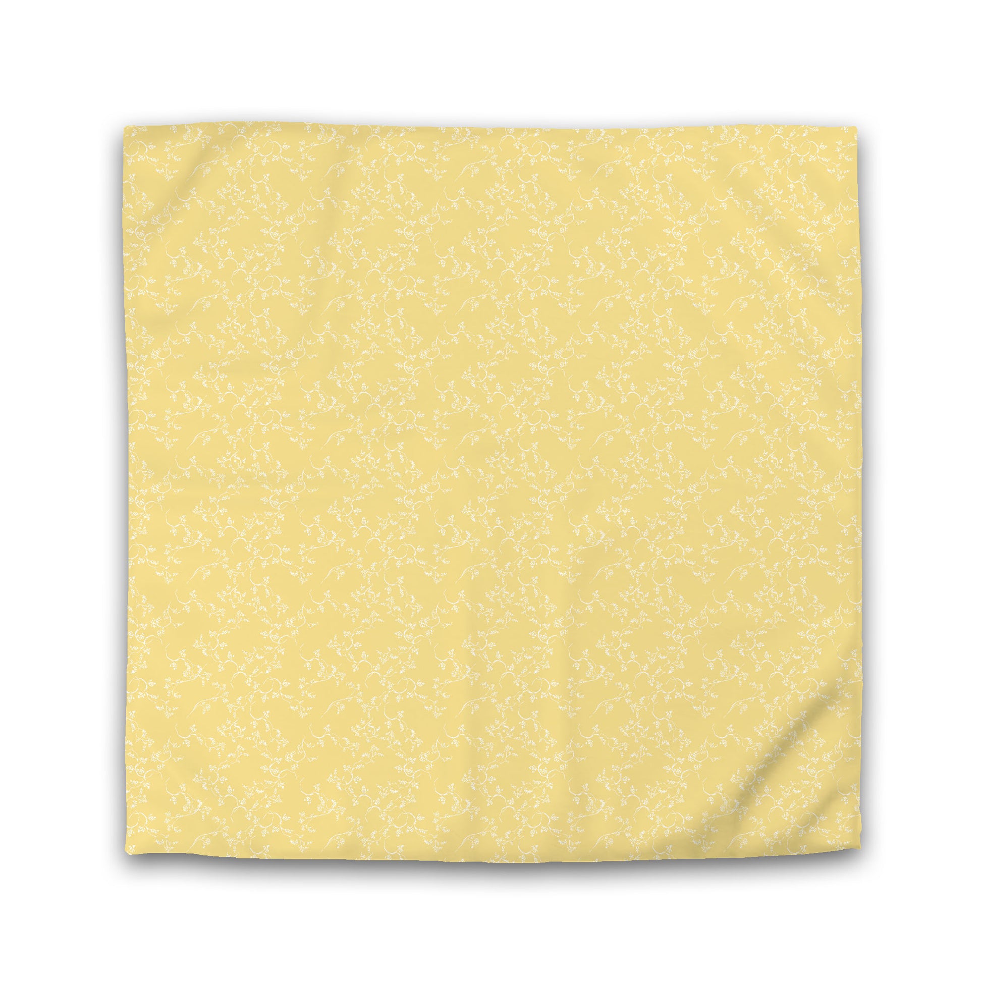 Yellow Microfiber Duvet Cover, White Hand-painted Vine Print, King (width x length) 104 x 88 inches / 264 x 224 cm