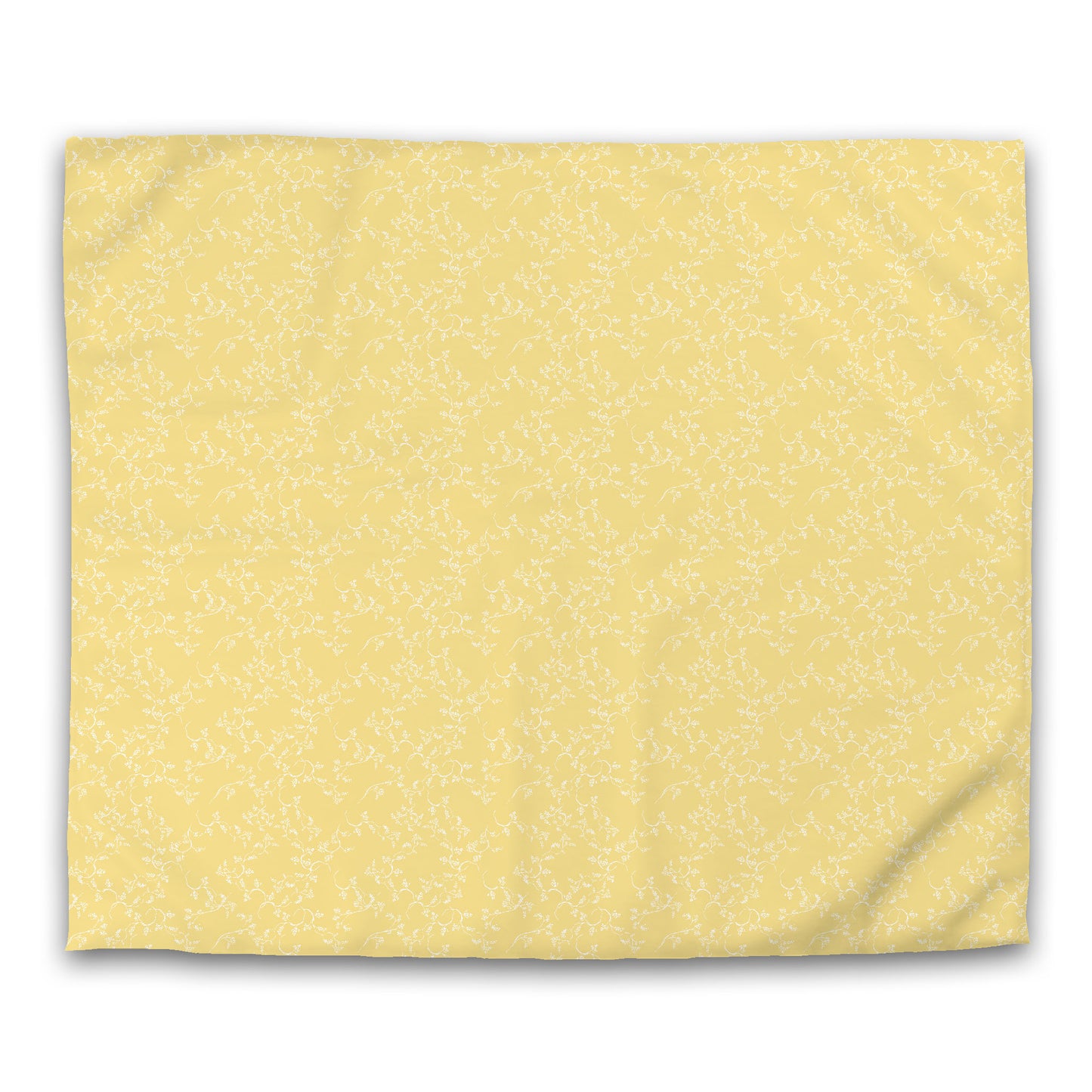Yellow Microfiber Duvet Cover, White Hand-painted Vine Print | MFDU-1381-182