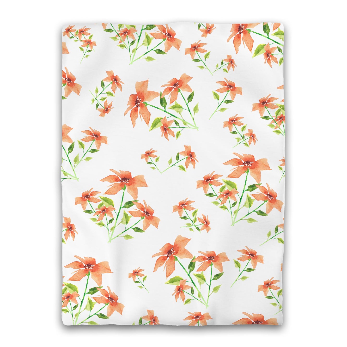 White Microfiber Duvet, Large Pale Orange Floral Print, Twin XL - 68 x 92 inches