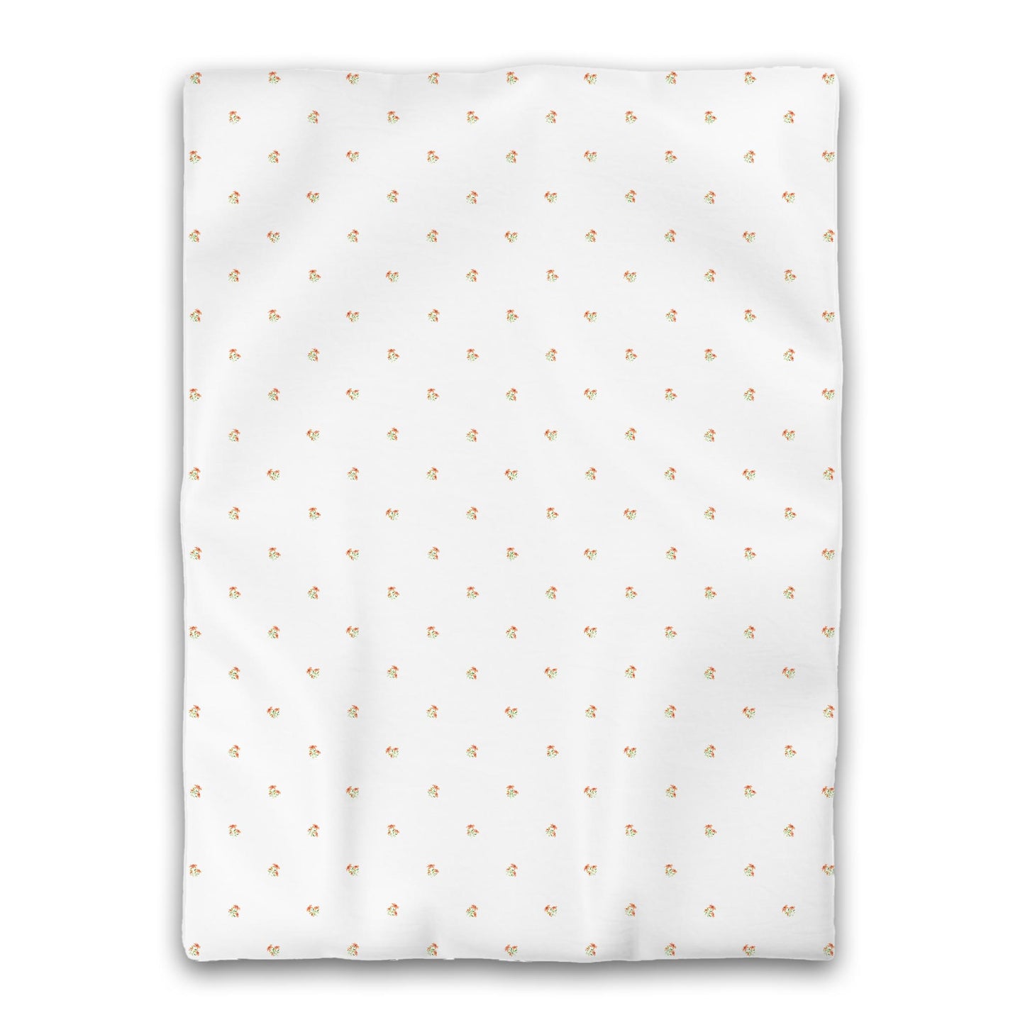 White Microfiber Duvet, Small Pale Orange Floral Pattern, Twin XL - 68 x 92 inches