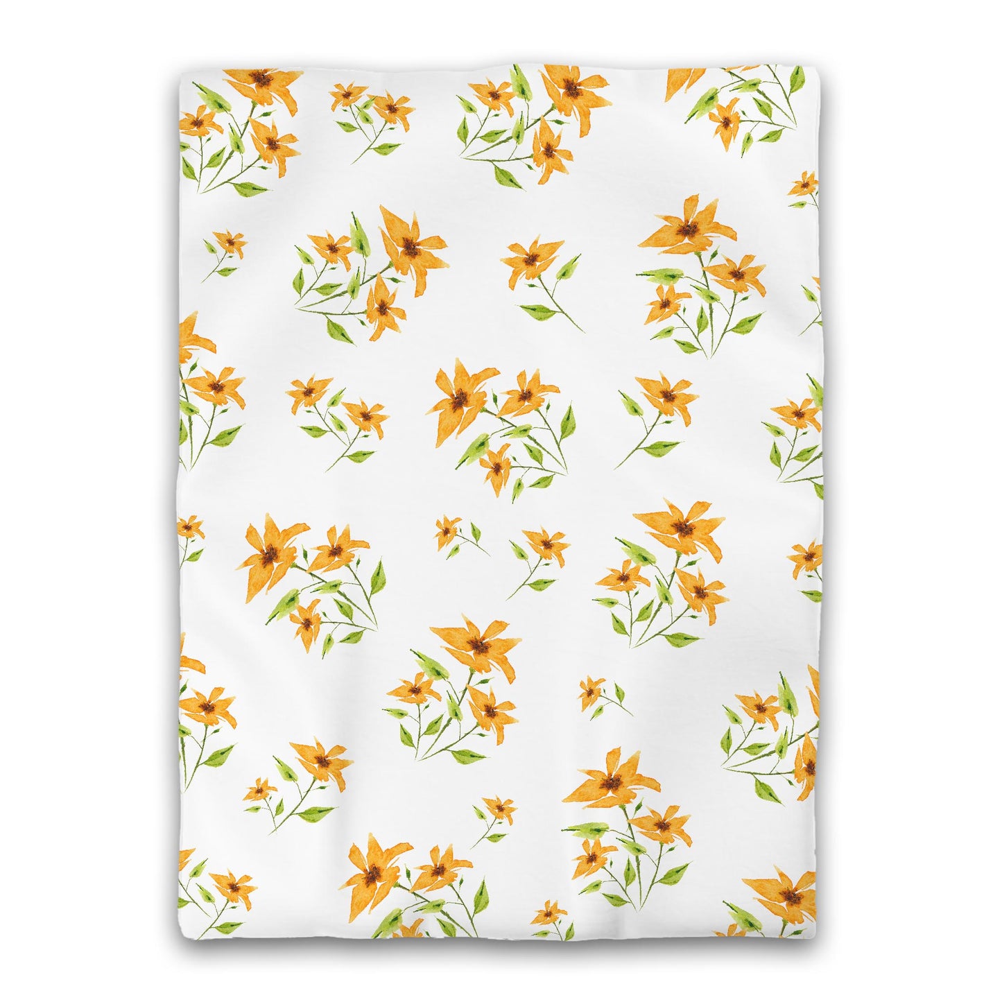 White Microfiber Duvet, Large Yellow-Orange Floral Print, Twin XL - 68 x 92 inches