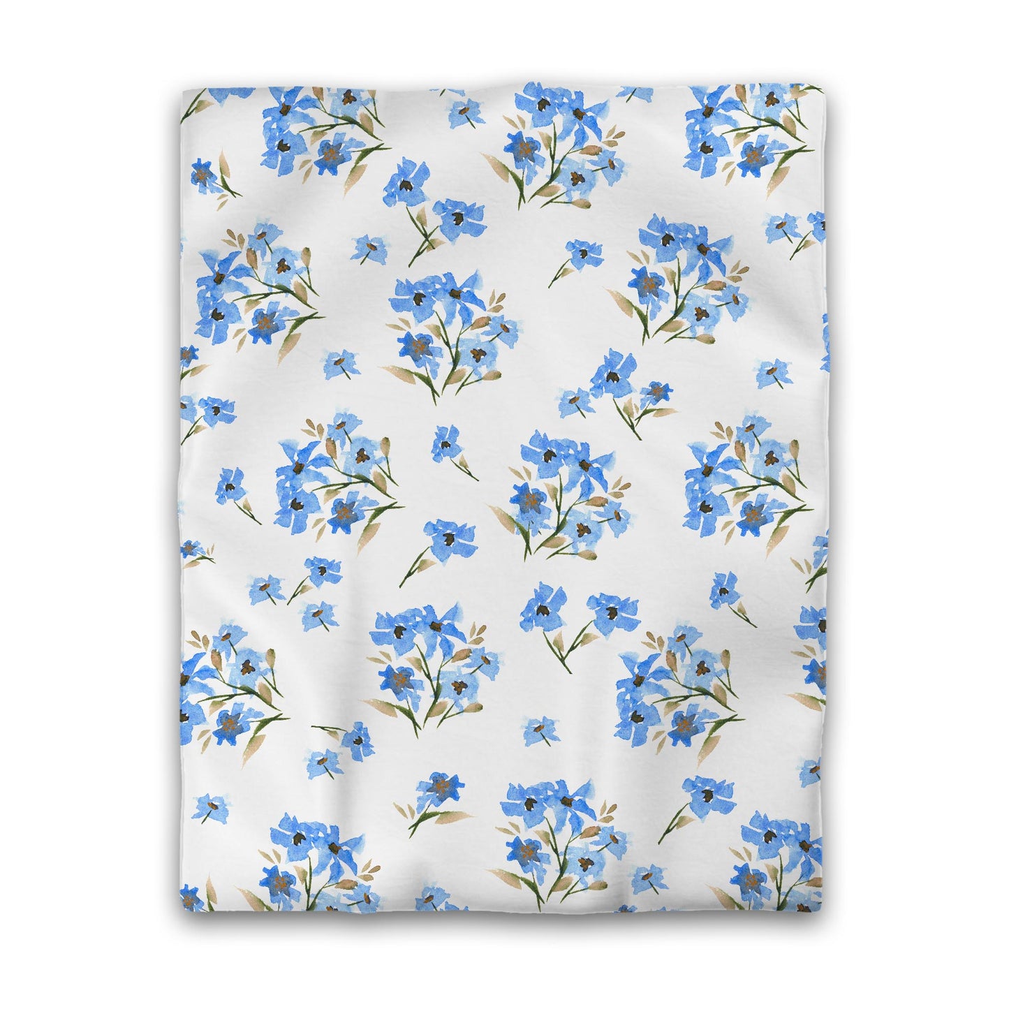 White Microfiber Duvet, Large Blue Floral Print, Twin - 68 x 88 inches