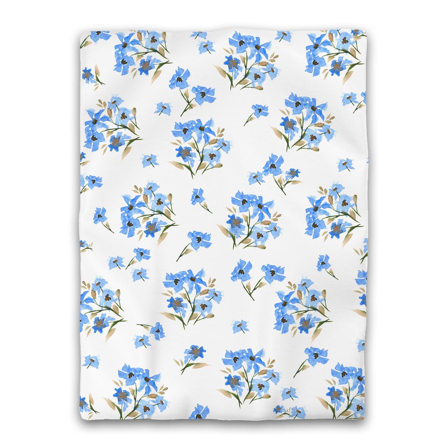 White Microfiber Duvet, Large Blue Floral Print, Twin XL - 68 x 92 inches
