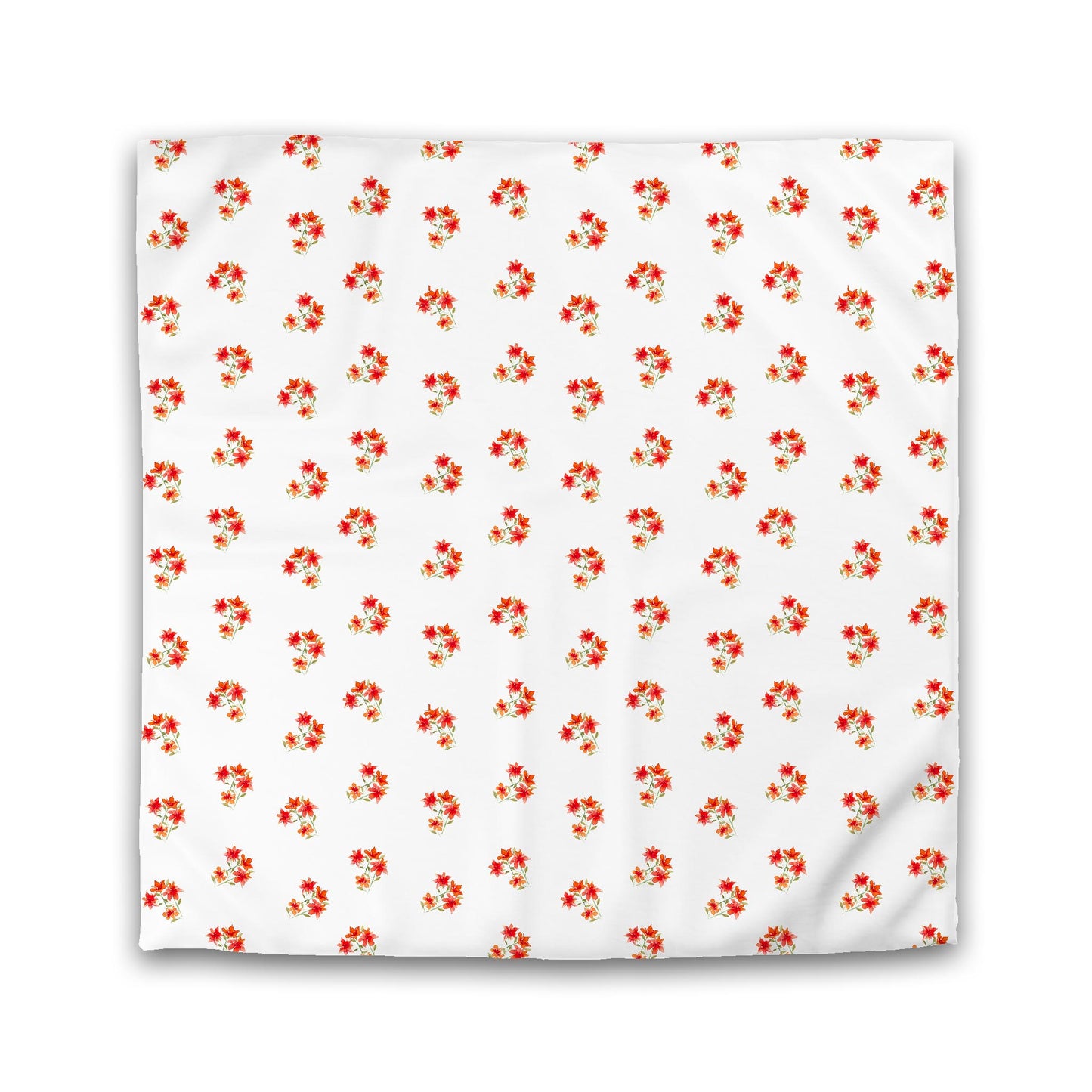 White Microfiber Duvet Cover, Medium Red Floral Pattern | MFDU-1415