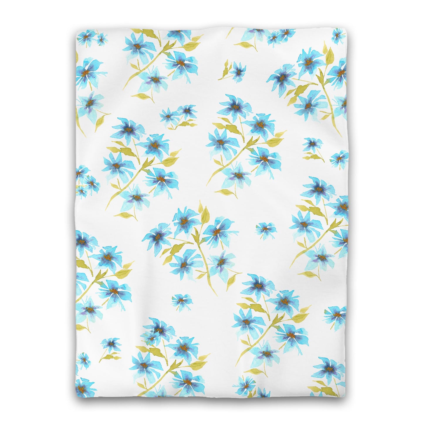 White Microfiber Duvet, Large Blue Floral Print, Twin XL - 68 x 92 inches