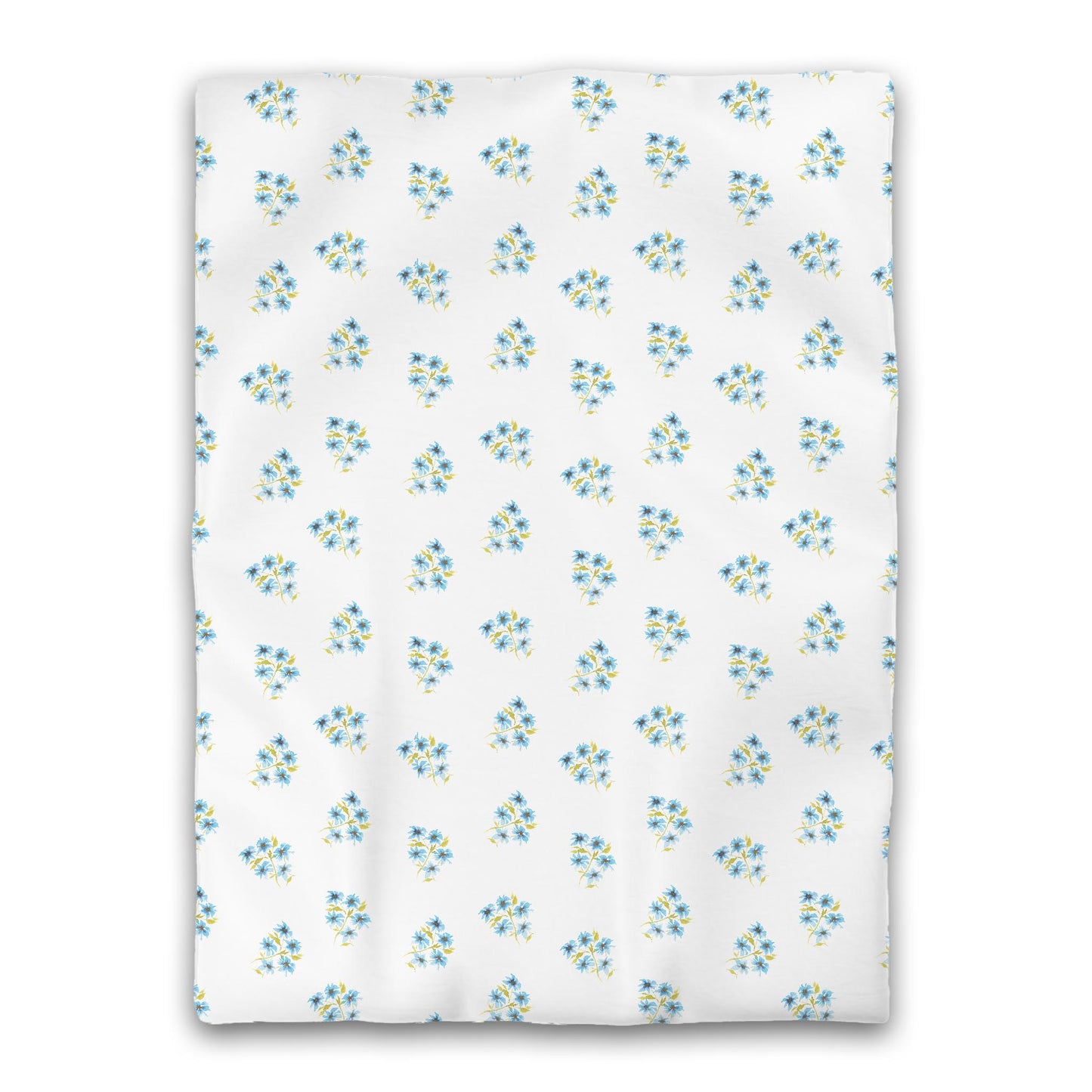 White Microfiber Duvet, Medium Blue Floral Pattern, Twin XL - 68 x 92 inches
