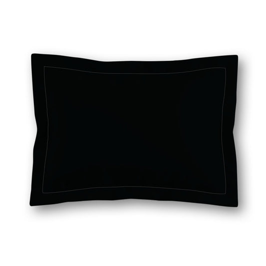 Black Microfiber Sham with Flange, Tan Reverse Side, King (width x length) 22 x 38 inches / 56 x 97 cm