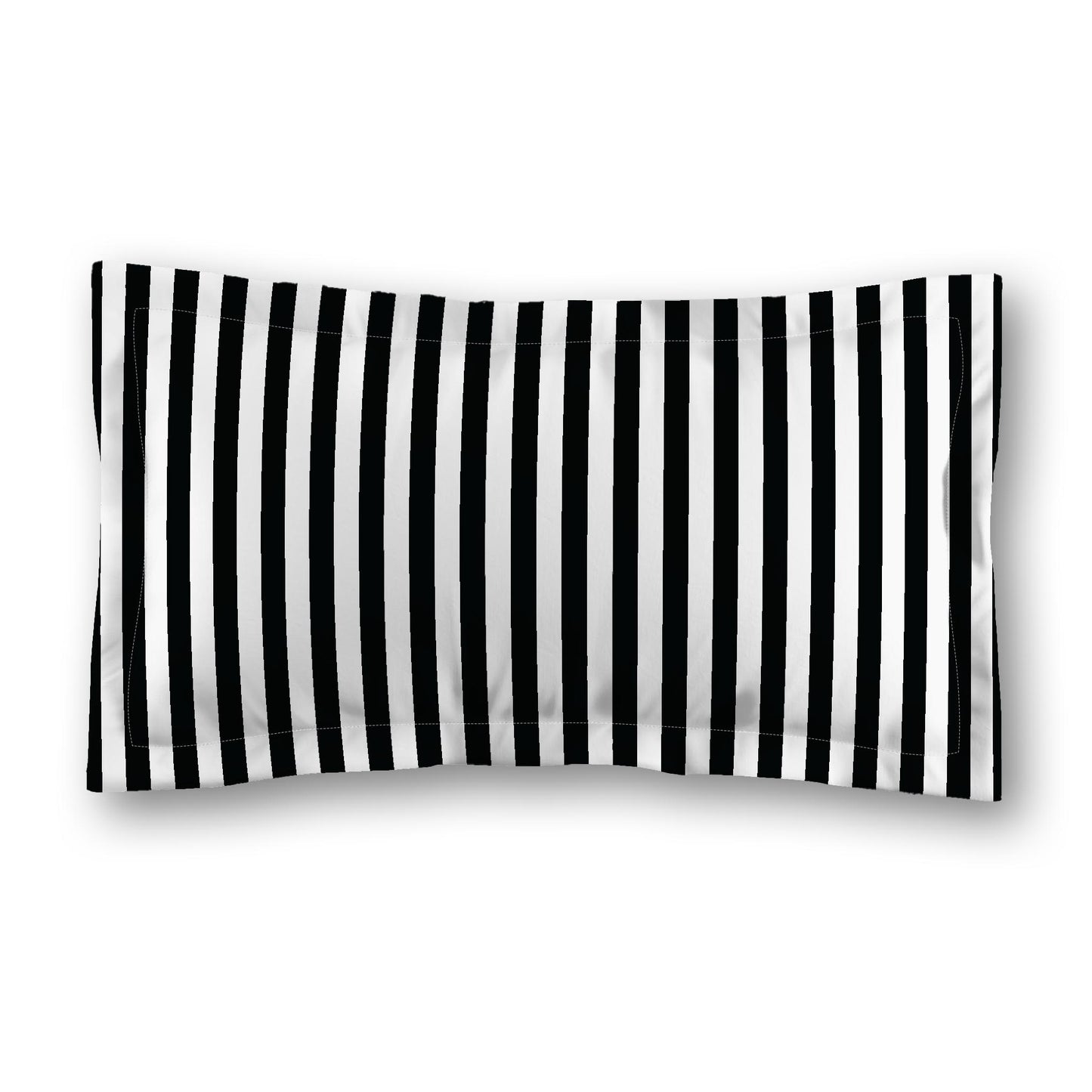 White Microfiber Sham with Flange, Black Bars on Front, Tan Reverse Side, Standard (width x length) 22 x 30 inches / 56 x 76 cm