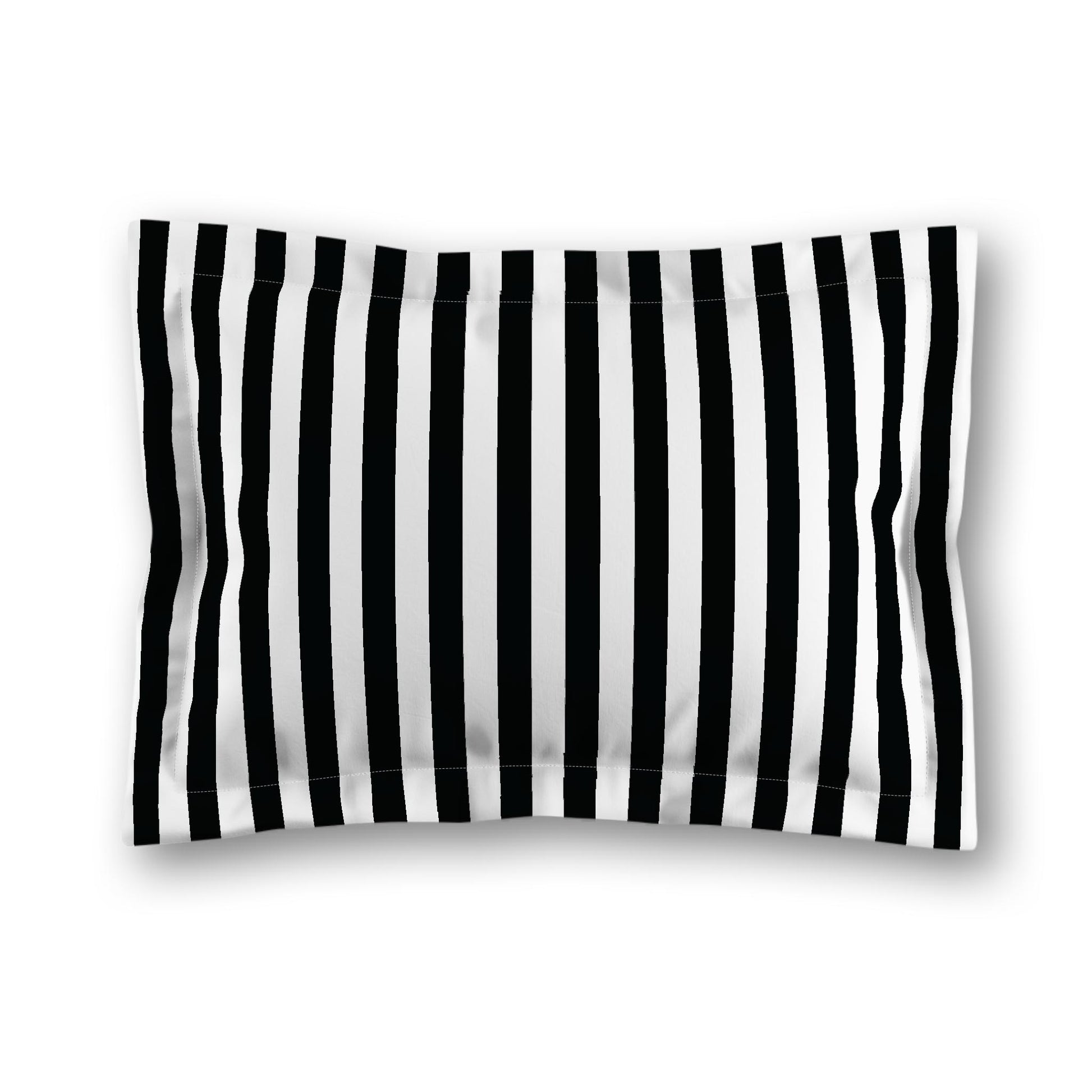 White Microfiber Sham with Flange, Black Bars on Front, Tan Reverse Side, King (width x length) 22 x 38 inches / 56 x 97 cm