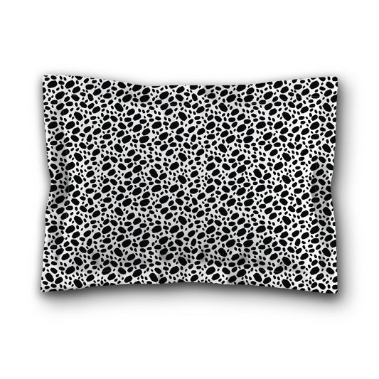 White Microfiber Pillow Sham with Flange, Black Hand-painted Dab Motif Print, Tan Reverse Side, King (width x length) 22 x 38 inches / 56 x 97 cm