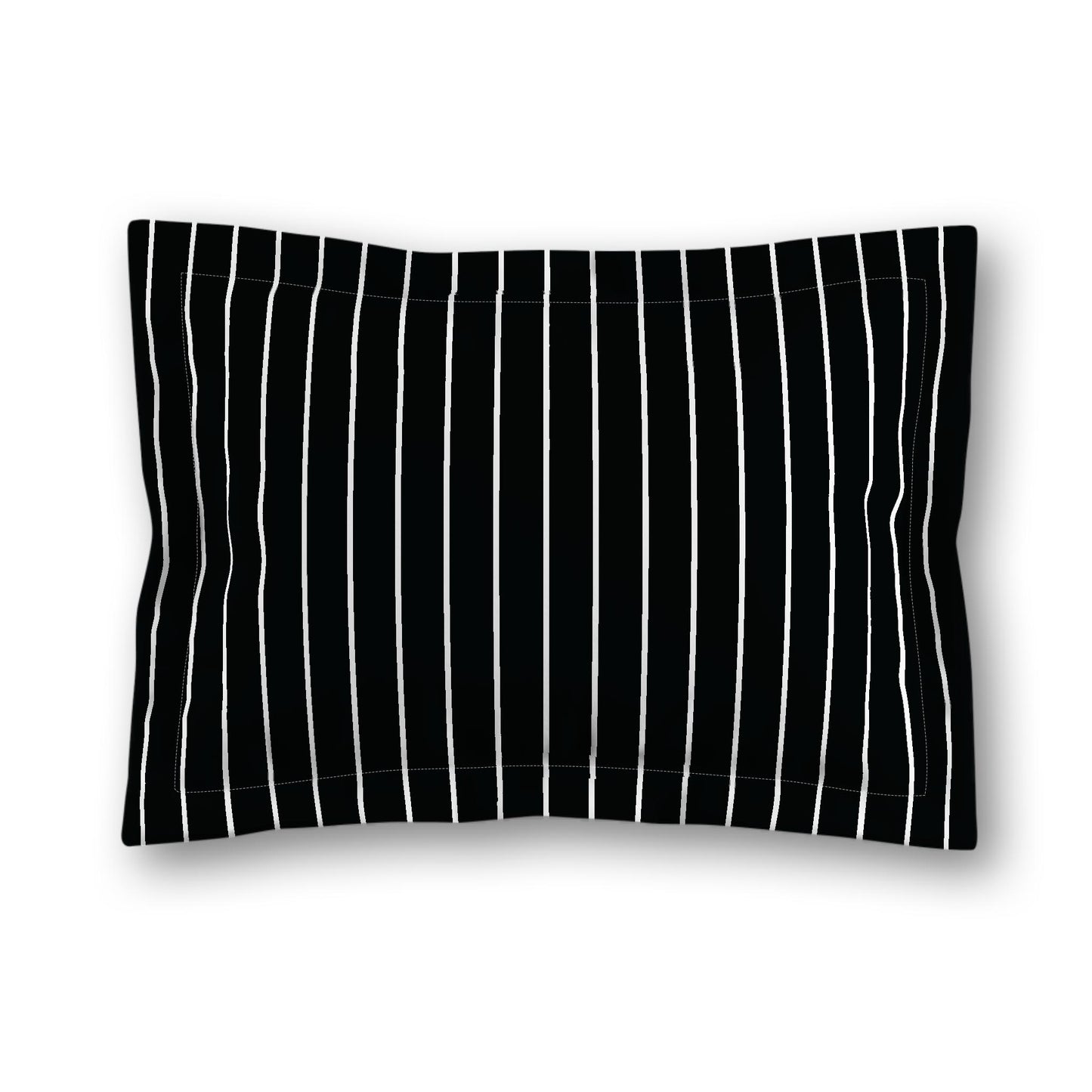 Black Microfiber Sham with Flange, White Stripes on Front, Tan Reverse Side, King (width x length) 22 x 38 inches / 56 x 97 cm