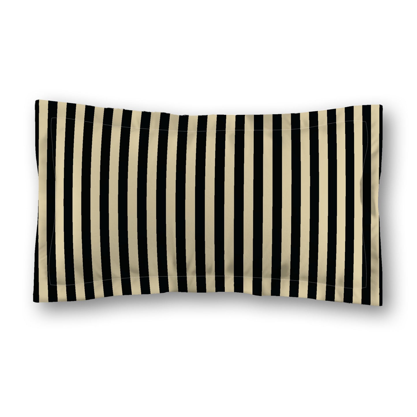 Desert Sand Microfiber Sham with Flange, Black Bars on Front, Desert Sand Reverse Side, Standard (width x length) 22 x 30 inches / 56 x 76 cm