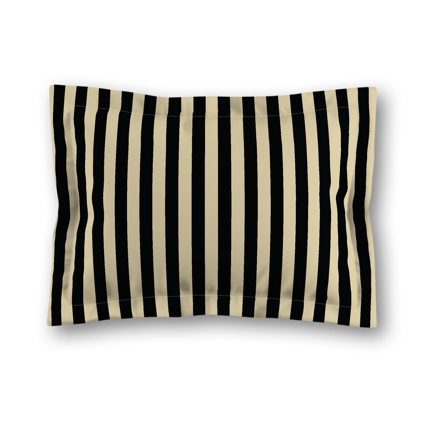 Desert Sand Microfiber Sham with Flange, Black Bars on Front, Desert Sand Reverse Side, King (width x length) 22 x 38 inches / 56 x 97 cm