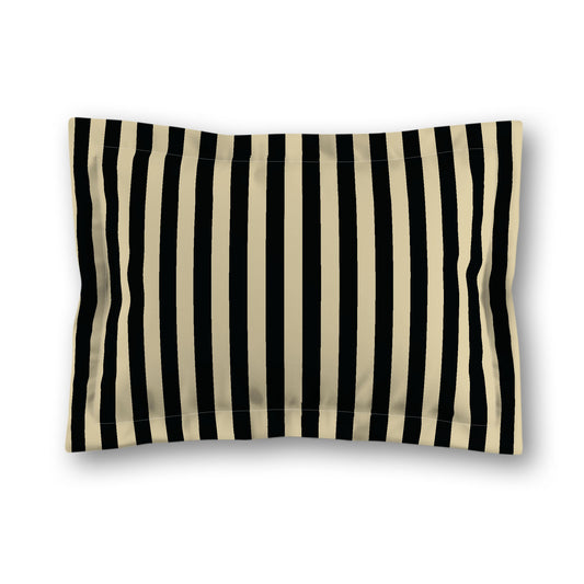 Desert Sand Microfiber Sham with Flange, Black Bars on Front, Desert Sand Reverse Side, King (width x length) 22 x 38 inches / 56 x 97 cm