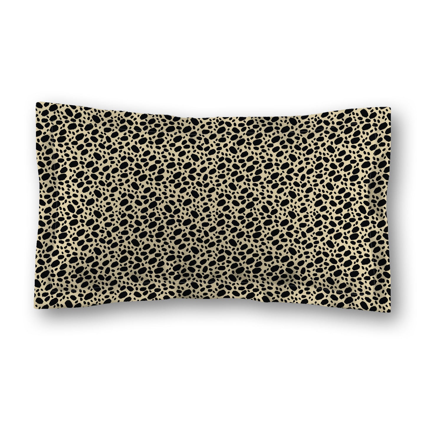 Desert Sand Microfiber Pillow Sham with Flange, Black Hand-painted Dab Motif Print, Desert Sand Reverse Side, Standard (width x length) 22 x 30 inches / 56 x 76 cm