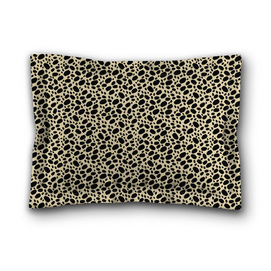 Desert Sand Microfiber Pillow Sham with Flange, Black Hand-painted Dab Motif Print, Desert Sand Reverse Side, King (width x length) 22 x 38 inches / 56 x 97 cm