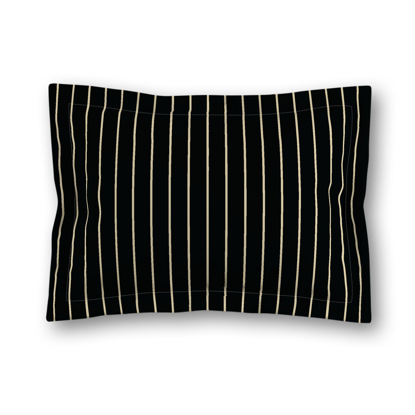 Black Microfiber Sham with Flange, Desert Sand Stripes on Front, Desert Sand Reverse Side, King (width x length) 22 x 38 inches / 56 x 97 cm