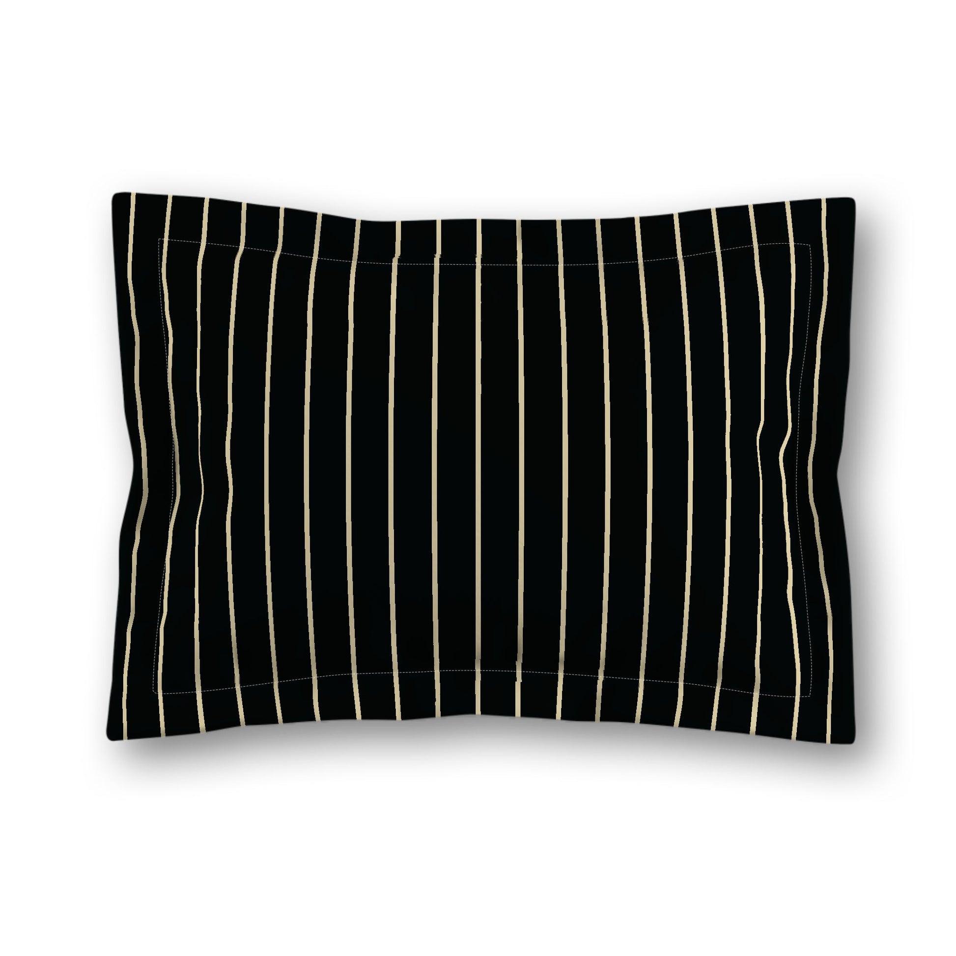 Black Microfiber Sham with Flange, Desert Sand Stripes on Front, Desert Sand Reverse Side, King (width x length) 22 x 38 inches / 56 x 97 cm