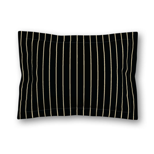 Black Microfiber Sham with Flange, Desert Sand Stripes on Front, Desert Sand Reverse Side, King (width x length) 22 x 38 inches / 56 x 97 cm