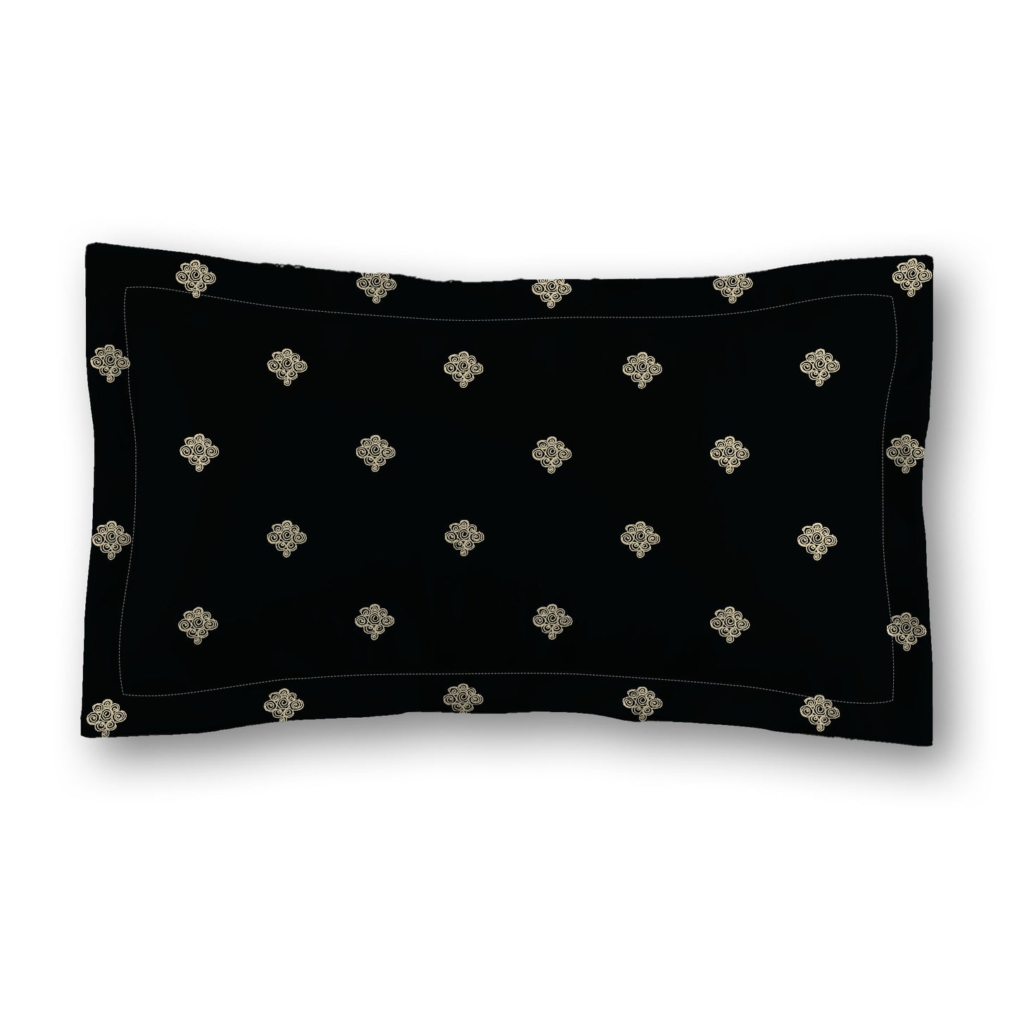 Black Microfiber Pillow Sham with Flange, Desert Sand Hand-painted Swizzle Motif Print, Desert Sand Reverse Side, Standard (width x length) 22 x 30 inches / 56 x 76 cm