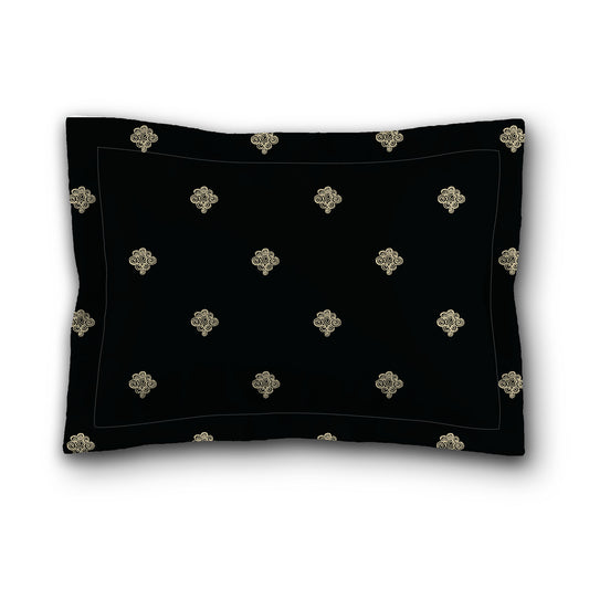 Black Microfiber Pillow Sham with Flange, Desert Sand Hand-painted Swizzle Motif Print, Desert Sand Reverse Side, King (width x length) 22 x 38 inches / 56 x 97 cm