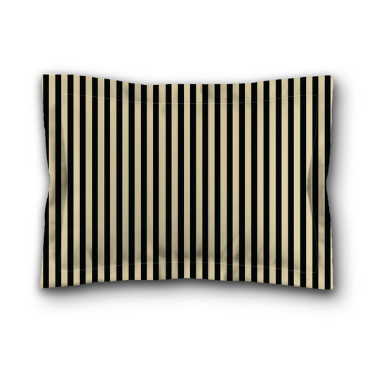 Desert Sand Microfiber Sham with Flange, Thin Black Bars on Front, Desert Sand Reverse Side, King (width x length) 22 x 38 inches / 56 x 97 cm