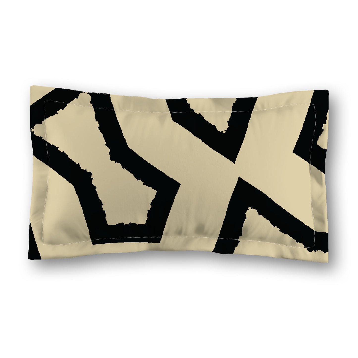 Desert Sand Microfiber Sham with Flange, Bold Black Graphic on Front, Desert Sand Reverse Side, Standard (width x length) 22 x 30 inches / 56 x 76 cm