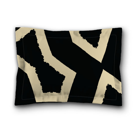 Black Microfiber Pillow Sham with Flange, Bold Desert Sand Graphic on Front, Desert Sand Reverse Side, King (width x length) 22 x 38 inches / 56 x 97 cm