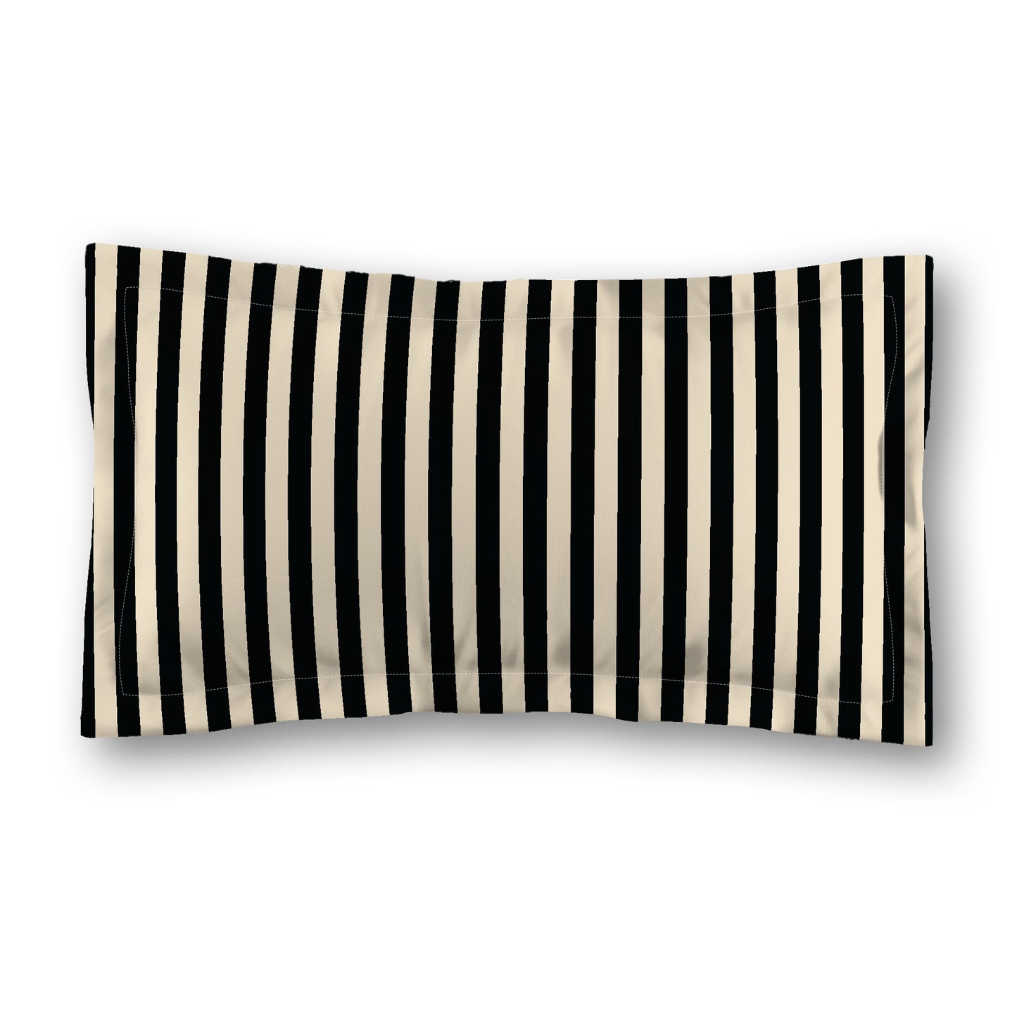 Beige Microfiber Sham with Flange, Black Bars on Front, White Reverse Side, Standard (width x length) 22 x 30 inches / 56 x 76 cm