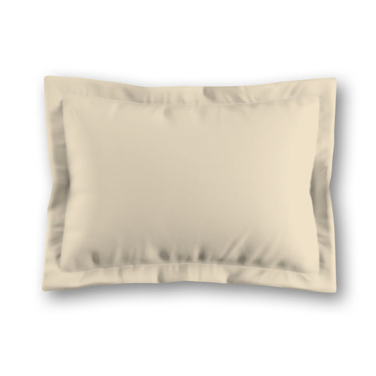 Beige Microfiber Sham with Flange, White Reverse Side, King (width x length) 22 x 38 inches / 56 x 97 cm