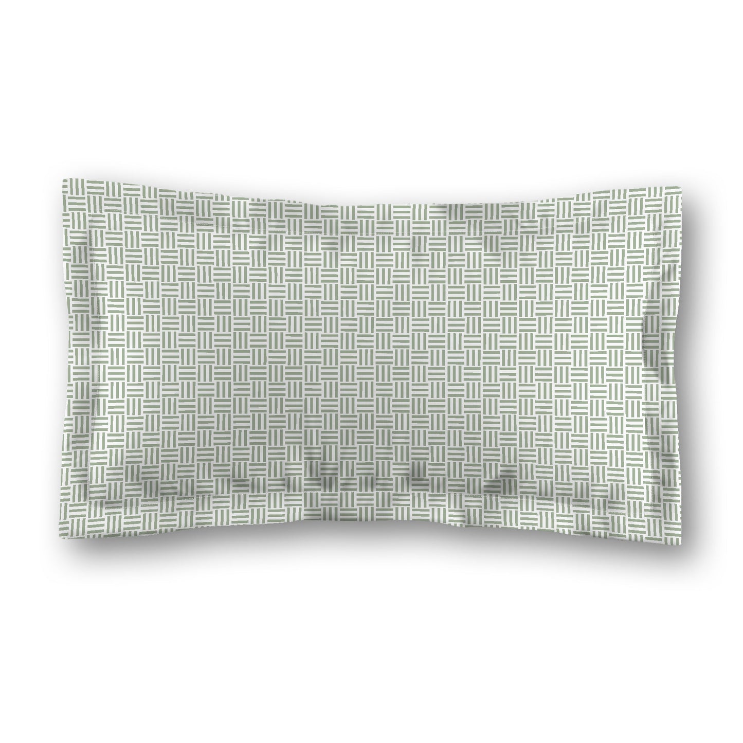White Microfiber Pillow Sham with Flange, Green Single Weave Motif Print, White Reverse Side, Standard (width x length) 22 x 30 inches / 56 x 76 cm