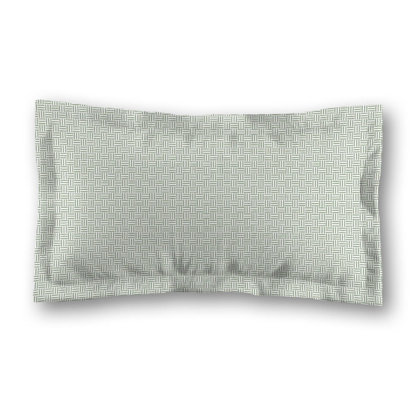 White Microfiber Pillow Sham with Flange, Green Double Weave Motif Print, White Reverse Side, Standard (width x length) 22 x 30 inches / 56 x 76 cm