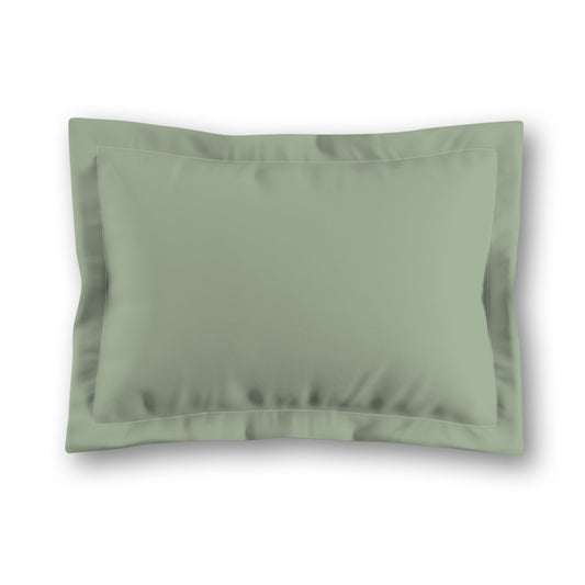 Green Microfiber Sham with Flange, White Reverse Side, King (width x length) 22 x 38 inches / 56 x 97 cm