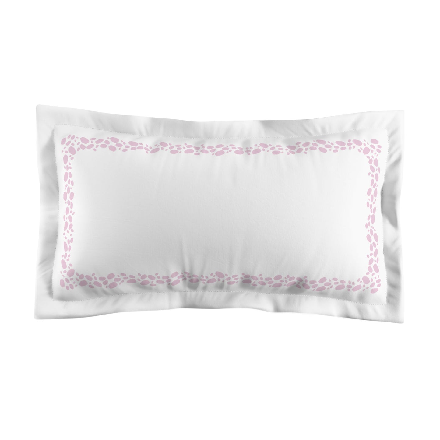 White Microfiber Pillow Sham with Flange, Pink Hand-painted Dab Motif Print, Classic Border, White Reverse Side, Standard (width x length) 22 x 30 inches / 56 x 76 cm