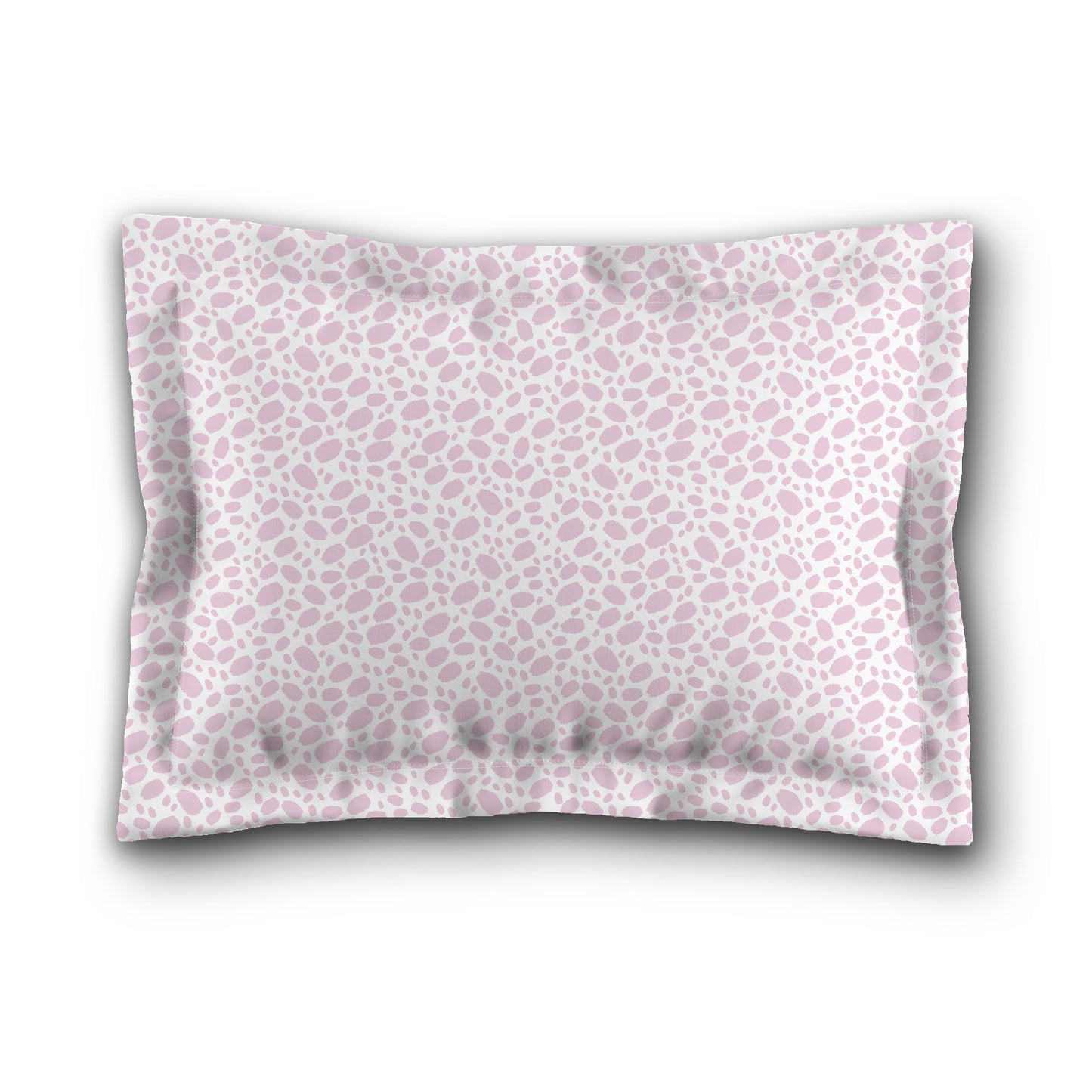 White Microfiber Pillow Sham with Flange, Pink Hand-painted Dab Motif Print, White Reverse Side, King (width x length) 22 x 38 inches / 56 x 97 cm