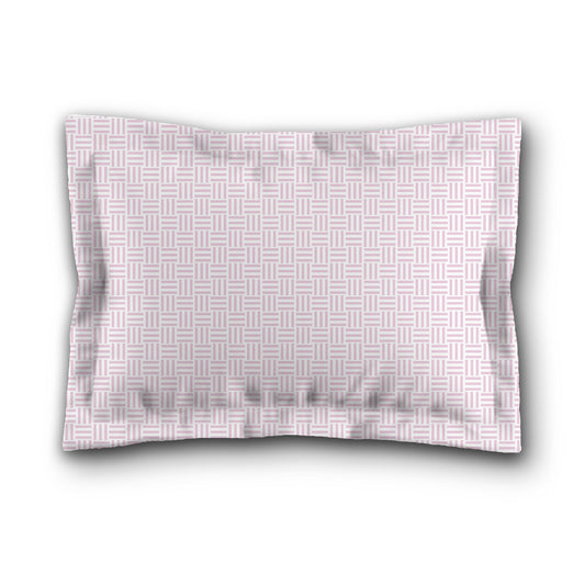White Microfiber Pillow Sham with Flange, Pink Single Weave Motif Print, White Reverse Side, King (width x length) 22 x 38 inches / 56 x 97 cm