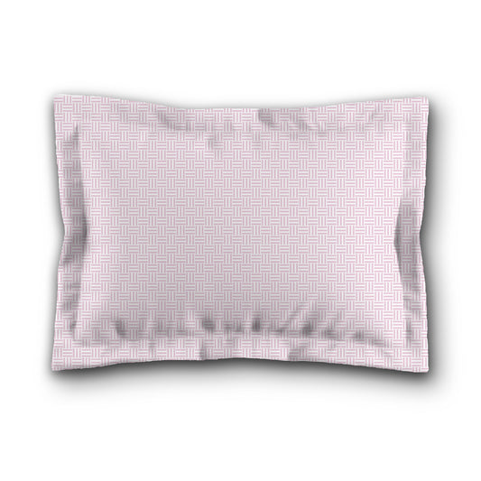 White Microfiber Pillow Sham with Flange, Pink Double Weave Motif Print, White Reverse Side, King (width x length) 22 x 38 inches / 56 x 97 cm