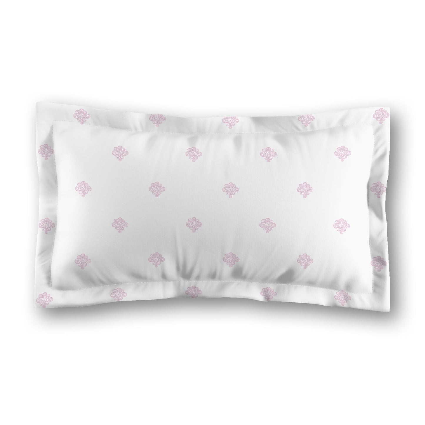 White Microfiber Pillow Sham with Flange, Pink Hand-painted Swizzle Motif Print, White Reverse Side, Standard (width x length) 22 x 30 inches / 56 x 76 cm