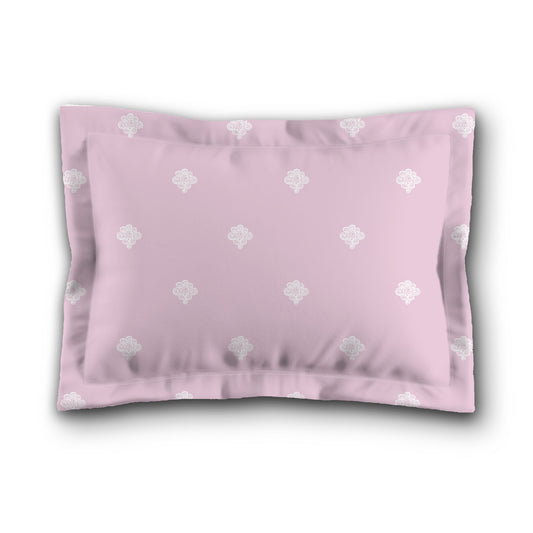 Pink Microfiber Pillow Sham with Flange, White Hand-painted Swizzle Motif Print, White Reverse Side, King (width x length) 22 x 38 inches / 56 x 97 cm