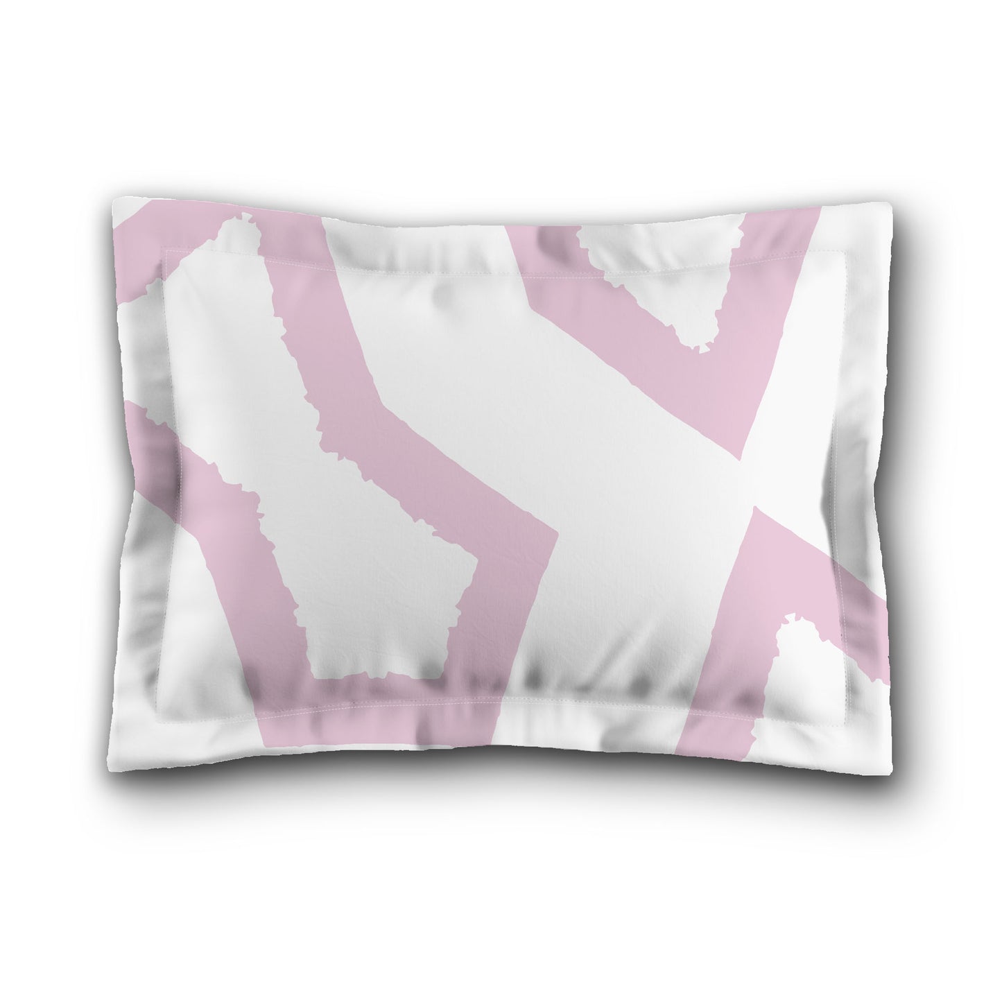 White Microfiber Sham with Flange, Bold Pink Graphic on Front, White Reverse Side, King (width x length) 22 x 38 inches / 56 x 97 cm