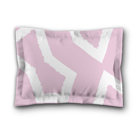 Pink Microfiber Pillow Sham with Flange, Bold White Graphic on Front, White Reverse Side, Standard (width x length) 22 x 30 inches / 56 x 76 cm