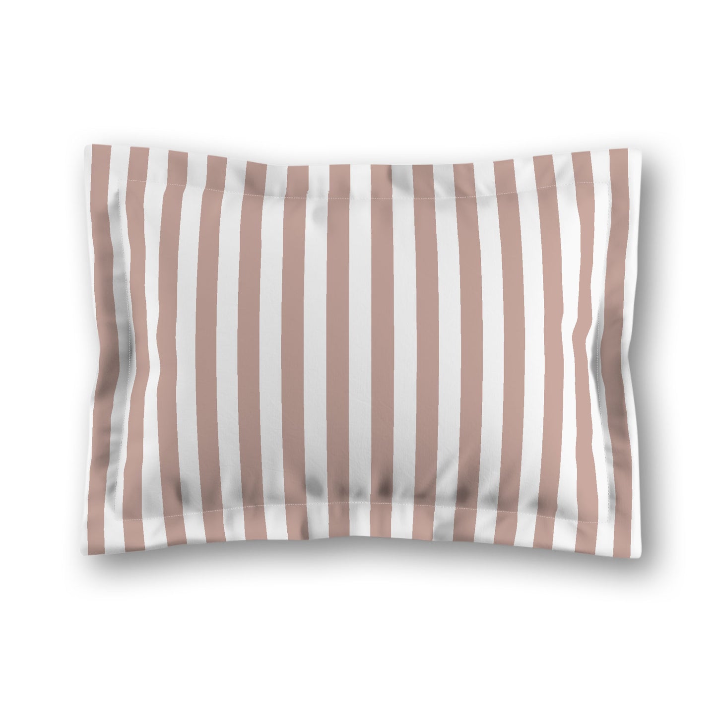 White Microfiber Sham with Flange, Salmon Bars on Front, White Reverse Side, King (width x length) 22 x 38 inches / 56 x 97 cm