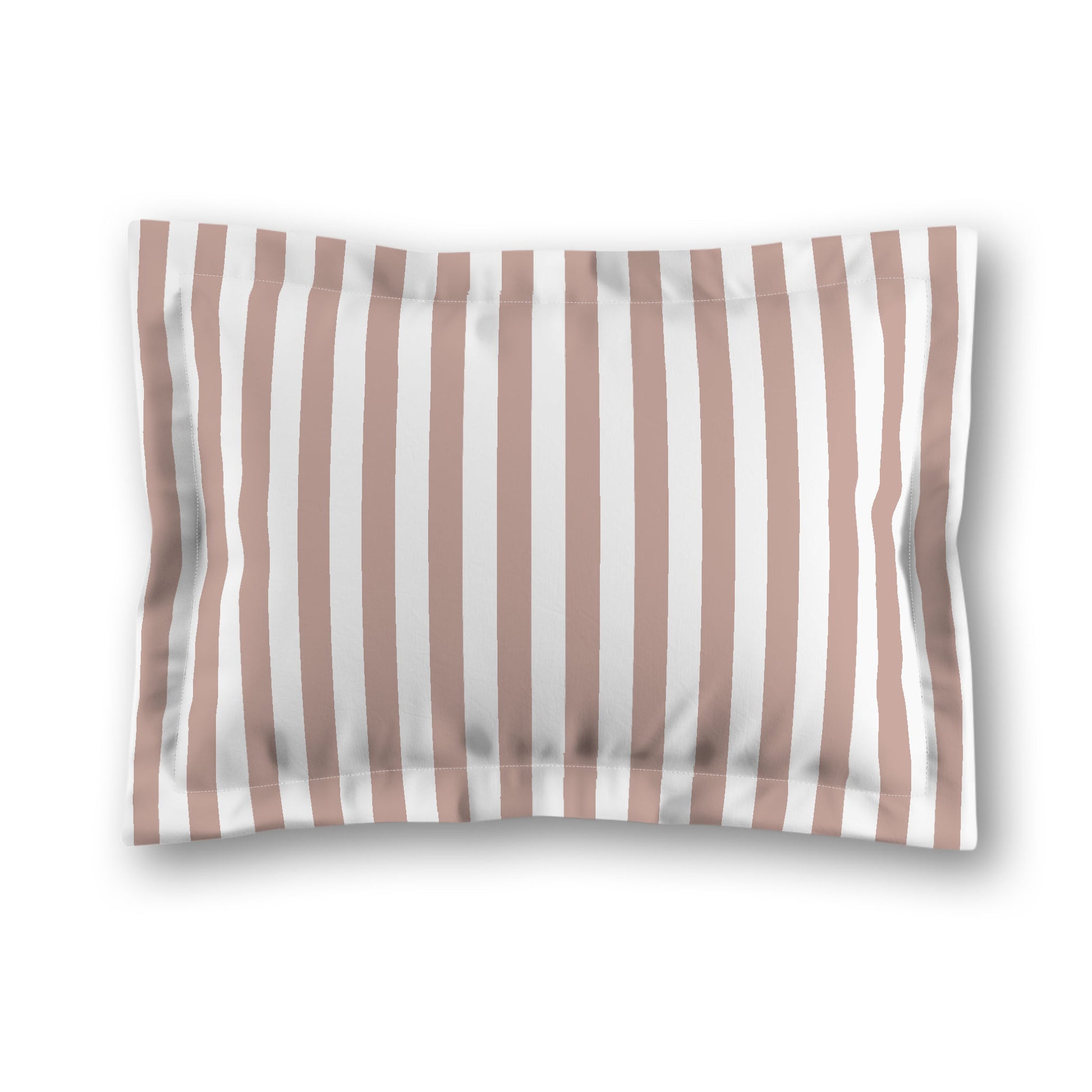 White Microfiber Sham with Flange, Salmon Bars on Front, White Reverse Side, King (width x length) 22 x 38 inches / 56 x 97 cm