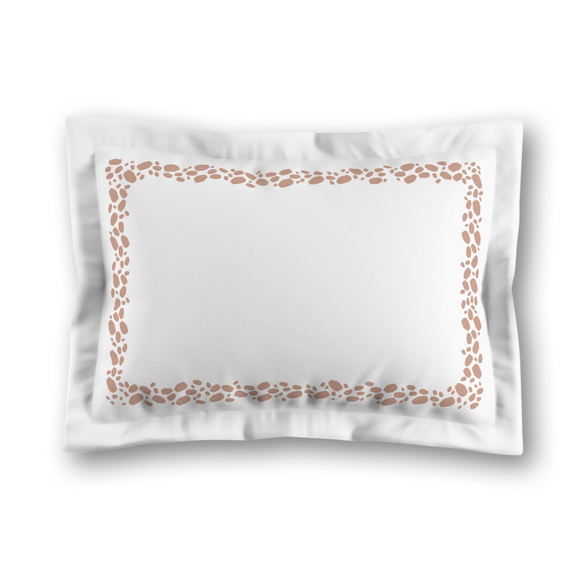 White Microfiber Pillow Sham with Flange, Salmon Hand-painted Dab Motif Print, Classic Border, White Reverse Side, King (width x length) 22 x 38 inches / 56 x 97 cm