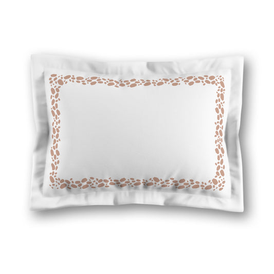 White Microfiber Pillow Sham with Flange, Salmon Hand-painted Dab Motif Print, Classic Border, White Reverse Side, King (width x length) 22 x 38 inches / 56 x 97 cm