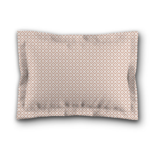 White Microfiber Pillow Sham with Flange, Salmon Repeating Square Motif Print, White Reverse Side, King (width x length) 22 x 38 inches / 56 x 97 cm