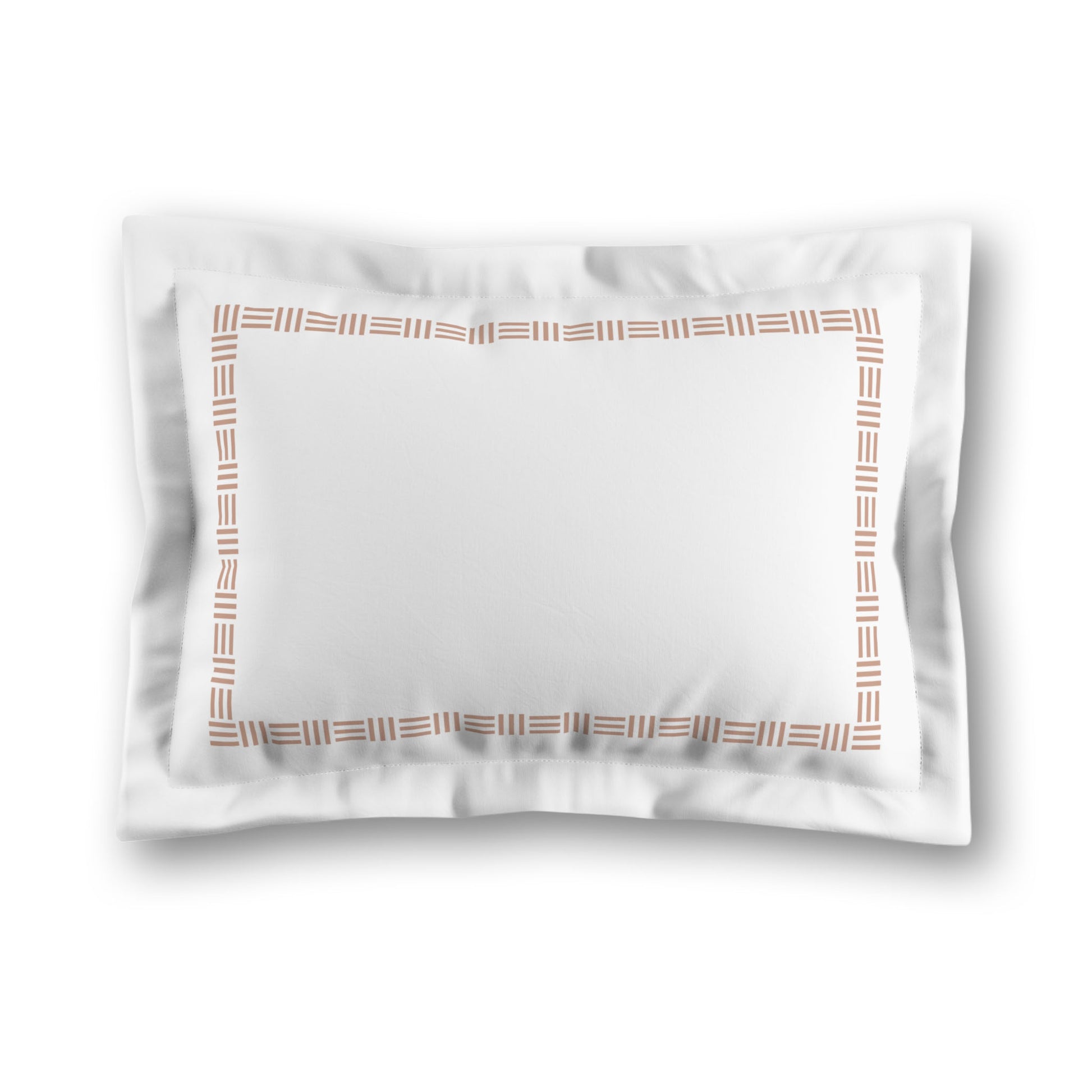 White Microfiber Pillow Sham with Flange, Salmon Single Weave Motif Print, Classic Border, White Reverse Side, King (width x length) 22 x 38 inches / 56 x 97 cm