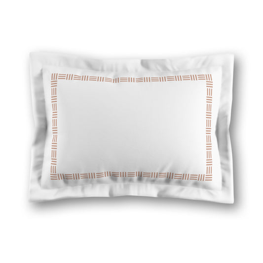 White Microfiber Pillow Sham with Flange, Salmon Single Weave Motif Print, Classic Border, White Reverse Side, King (width x length) 22 x 38 inches / 56 x 97 cm