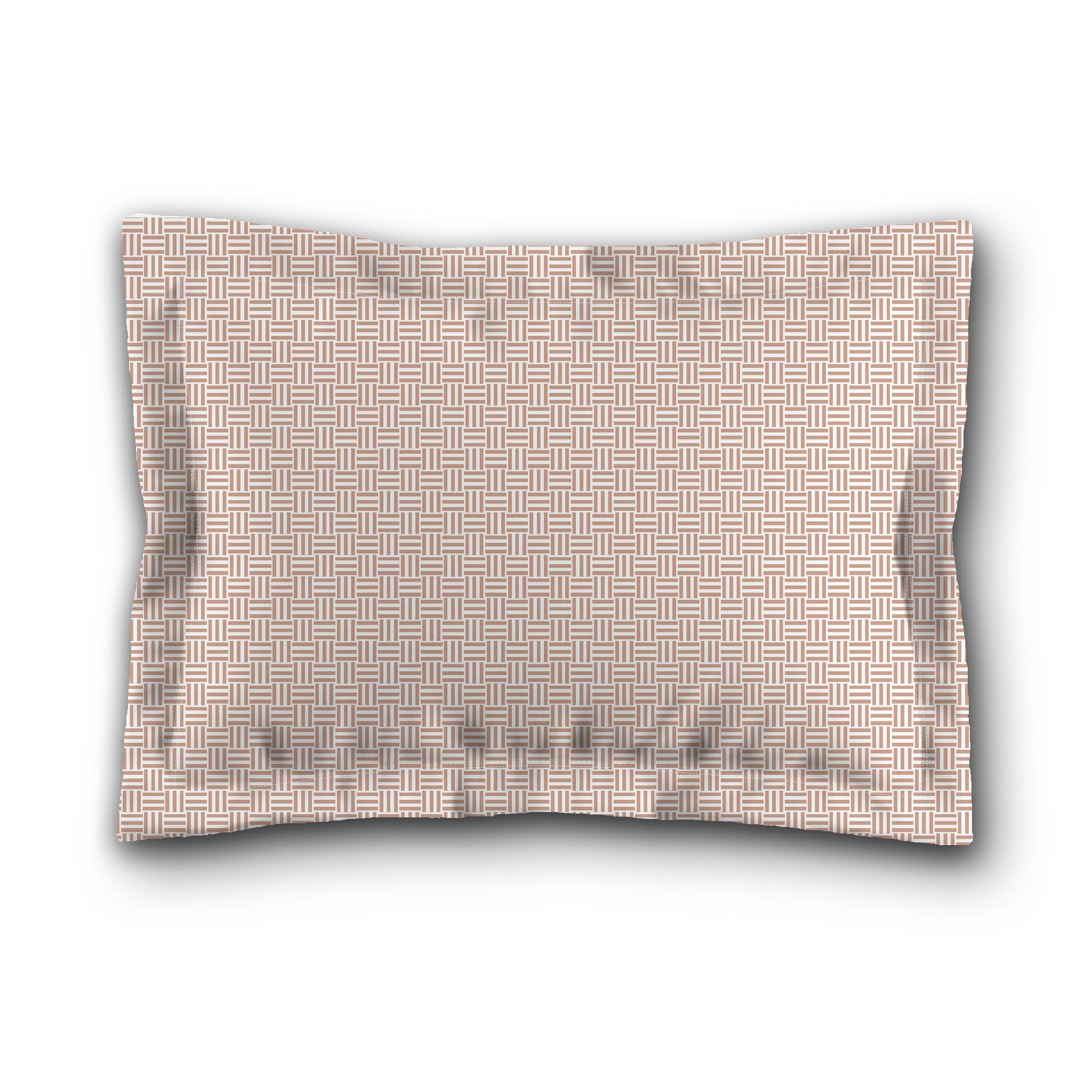 White Microfiber Pillow Sham with Flange, Salmon Double Weave Motif Print, White Reverse Side, King (width x length) 22 x 38 inches / 56 x 97 cm