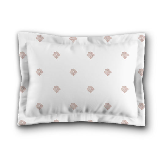 White Microfiber Pillow Sham with Flange, Salmon Hand-painted Swizzle Motif Print, White Reverse Side, King (width x length) 22 x 38 inches / 56 x 97 cm